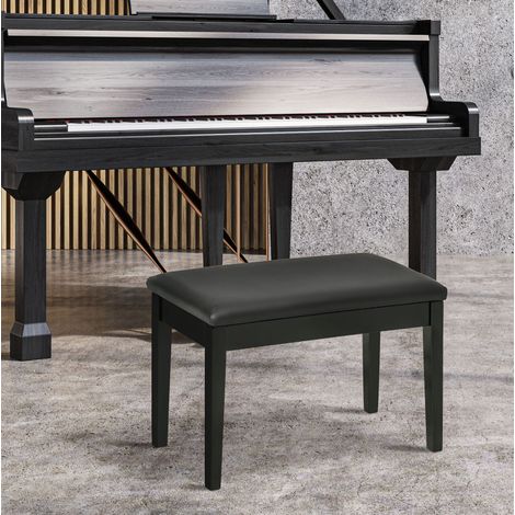 Silla para piano de madera negra con acabado brillante OKMYHOME (1/4)