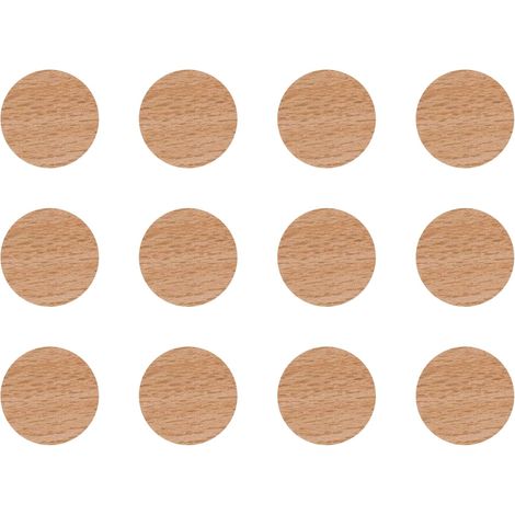 12x Cache vis adhésif autocollant diamètre 40mm protection bouchon trou obturateur meuble table chaise maison, Hêtre