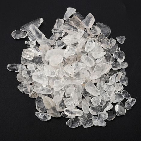 Getrommelte Steinsplitter, zerkleinerte natürliche Bergkristallstücke (weiß) (1/5)