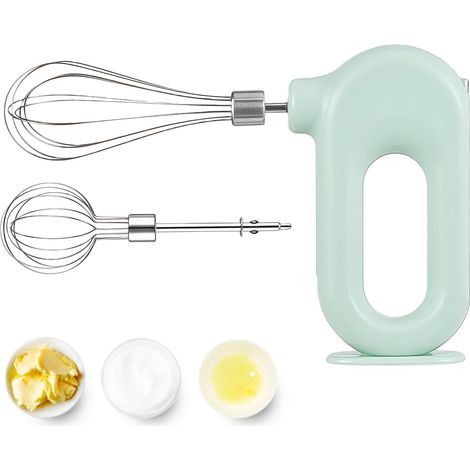 Electric hand mixer: powerful 4-speed hand mixer, cordless hand mixer with 2 stainless steel oscillating brushes, cordless electric whisk for baking cakes, etc. (1/5)