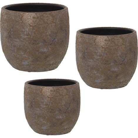 Set von 3 Keramik- oder alten Goldpflanzern 30+° 25+° 20cmpour alle Stile, um dem Haus eine Note zu verleihen