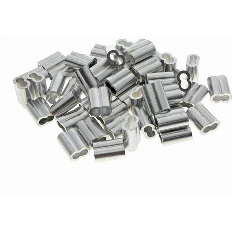 0,07 pouce (2 mm) de diamètre, câble métallique, manchons en aluminium, raccords à clips, sertissage de câbles (50 PCS) (1/5)