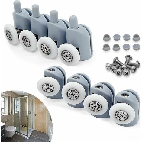23mm Roulette Porte Coulissante, 8 Pcs Galet Porte Rouleau Roulette Roue pour Cabine Salle de Bain (1/5)