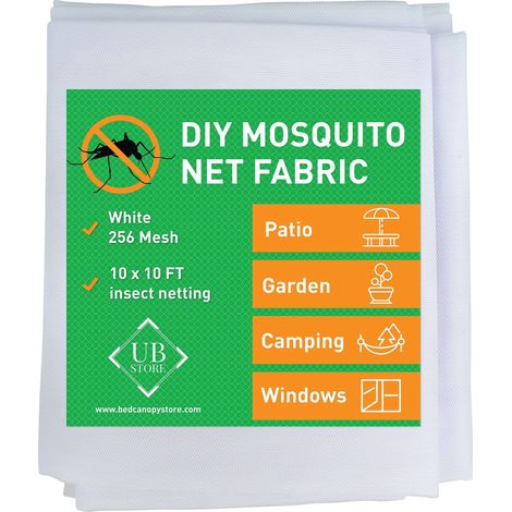 Filet Moustiquaire Blanc 3x3 Mètres Protection Anti-Insectes pour Jardin Tissu pour Terrasse, Pergola, Balcon & Fenêtres Maillage Fin à Découper (1/5)