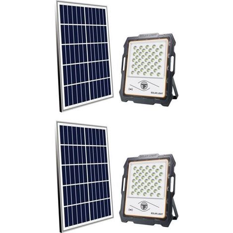 PROJECTEUR SOLAIRE LED 1000 LUMENS 10W + Panneau solaire 12W avec détecteur garage, façades, porches IP65. (1/4)