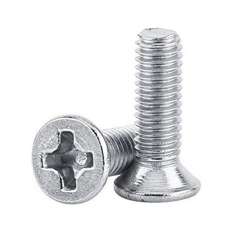 Lot de 100pcs M3 Vis Tête Plate Fraisée Cruciforme Entièrement Filetée en Acier Inoxydable 304 pour Machines(M310mm). (1/5)