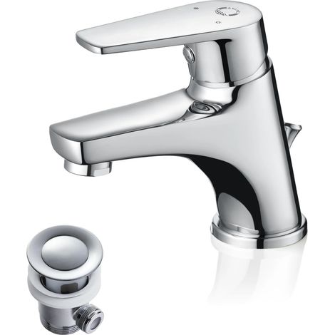 Robinet de lavabo, monté sur le plan de travail, aérateur économiseur d'eau, Chrome, G3/8 (1/2)