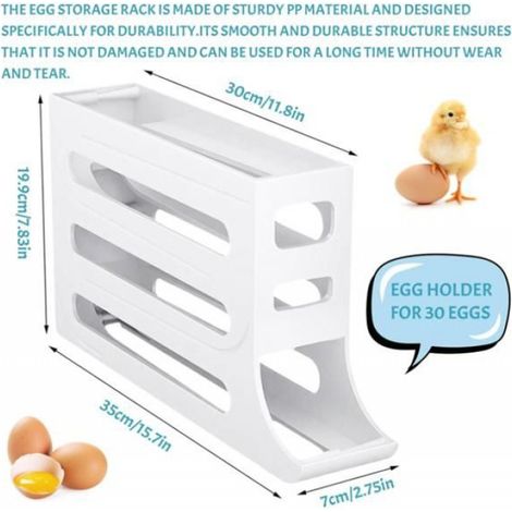 BOITES DE CONSERVATION - BOITES HERMETIQUES Distributeur d'œufs pour Réfrigérateur, Rangement Oeufs Frigo, Automatiquement (blanc) (1/4)