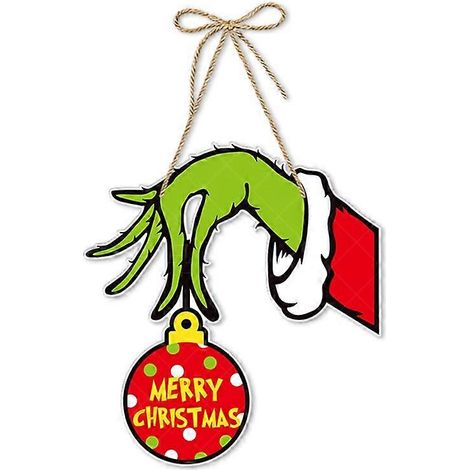 Décorations de Noël Le Grinch Panneaux suspendus Porte Décoration intérieure de Noël Joyeux Noël (1/3)