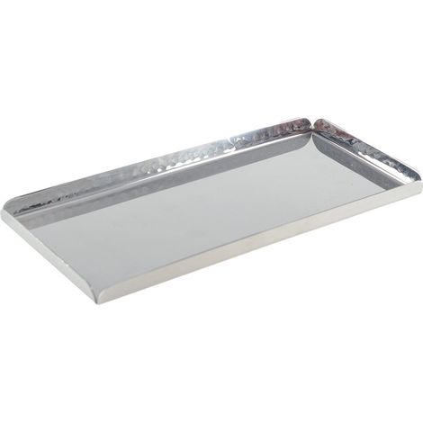 Plateau Rectangulaire Décoratif en Métal Argenté Effet Miroir 25,5 x 11,5 x 1,25 cm - PANGIVO (1/2)