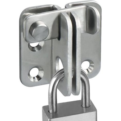 Verrou De Porte Coulissante Cadenas Moraillon Serrure De Porte Loquet De Verrouillage De Boucle Crochet Antivol, Finition Brossée En Acier Inoxydable, Ems3001-B (1/5)
