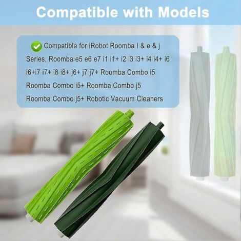 NALOOKAMIC Brosse à rouleau en caoutchouc pour IRobot Roomba EIJ série E5 E6 E7 I3 I3 + I4 I4 + I5 I6 I6 + I7 I7 + I8 I8 + J6 + J7 J7 + pièces de rechange (1/4)