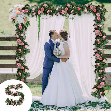 Guirlande Fausse Fleurs - 200 cm - Pour Décoration Intérieure Extérieure - Arche De Mariage Porte Balcon Escalier - 1 Pièce (1/5)