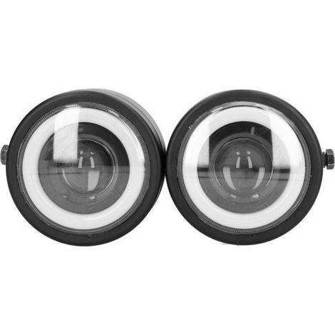 Phare LED universel moto - - Double lumières - Yeux d'ange - Blanc DRL - Feux de croisement - Feux de route (1/4)