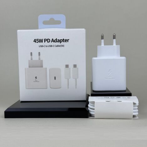Kit de chargeur rapide Samsung 45 W (tête de charge + câble de données) - noir