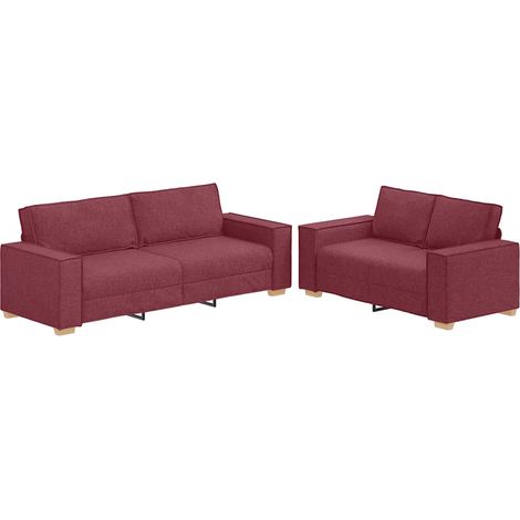 Maison Exclusive - Set di Divani 2 pz con Cuscini Rosso Vino in Tessuto
