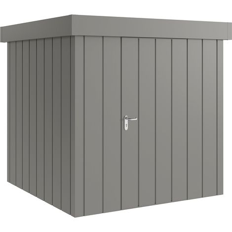 Hörmann Metall-Gerätehaus "Juno" mit Flachdach, JFD5 - Modern, 214 x 214 cm (B x T), graualuminium, 1-flüglige Tür, Anschlag rechts (1/5)