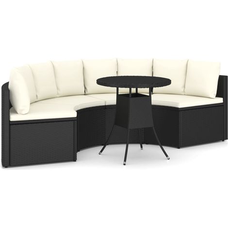 Set di mobili da giardino mobili da esterno 5 pezzi con cuscini resina intrecciata nera 020016476