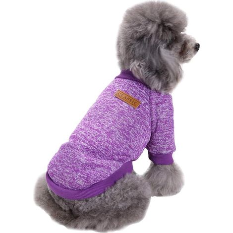 Vêtements pour chiens de compagnie tricots pull pour chien doux épaississement chaud chemise pour chiens chiot hiver (violet, S) (1/2)