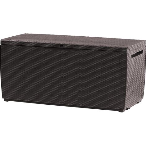 Coffre de rangement, capacité 305L, résine, marron, aménagement jardin et terrasse, 54 x 123 x 57 cm (1/5)
