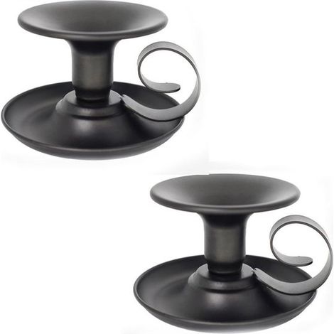 Kerzenhalter 2 Stück Kerzenständer Eisen Teelichthalter Deko Accessoires Wohnaccessoires Ø 2,5 cm 10 × 10 × 6,5 cm Schwarz (1/5)