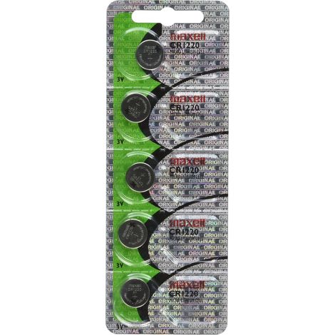 Maxell CR1220 3V Lithium Coin Cell Watch Batteries (5-Pack) by Maxell (English Manual)