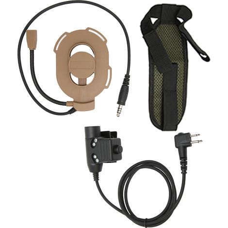 HD01 Zweiwege-Militärfunk-Headset mit PTT-Taste U94, kompatibel mit MOTOROLA GP88, GP-300, GP3688, DEP450 und EP450 (braun) (1/5)