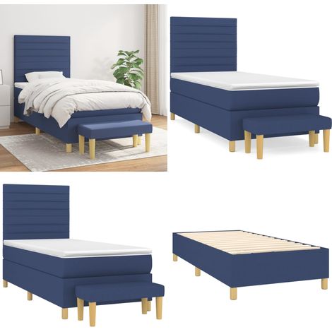 Boxspringbett mit Matratze Blau 90x190 cm Stoff - Boxspringbett - Doppelbett - Schlafraum - Blau - Bettauflage - Home & Living (1/5)