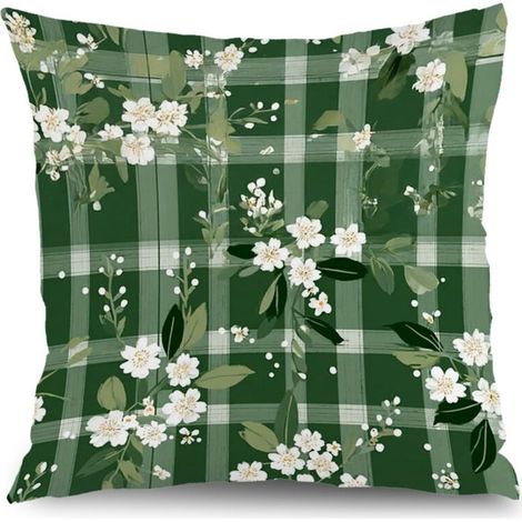 Housse de coussin feuilles fleurs été, décoration canapé,40×40cm (1/5)