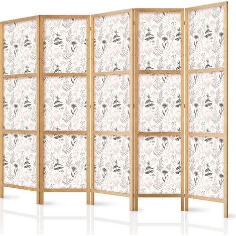Japanischer Paravent artgeist grau beige 225x172 cm 3 Paneele