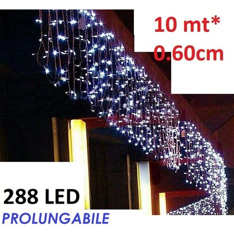Tenda Luminosa Natalizia BIANCO FREDDO PROLUNGA PIOGGIA LUCI 10m x 60cm 288led