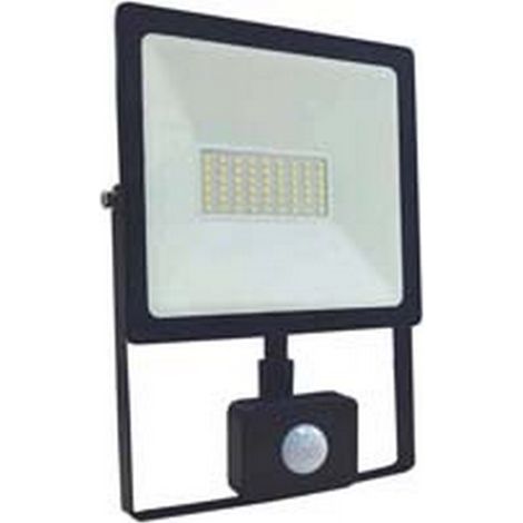 1PZ PROIETTORE LED SENSORE CREPUSCOLARE MOVIMENTO IP44 NERO 20W PIR 4000K