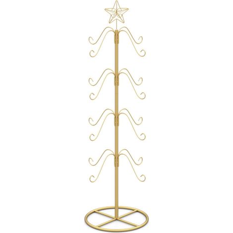 Supporto per calze di Natale albero 121 x 35 cm grande capacità 16 ganci stile festivo in metallo dorato 200018297