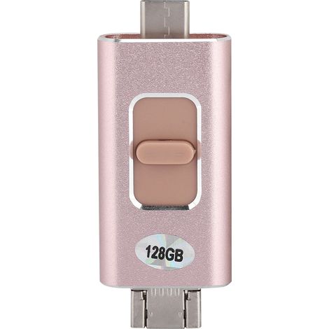 Clé USB 4-en-1 Type C USB Lightning pour iPhone iPad Android, 64 Go, Or Rose (1/5)