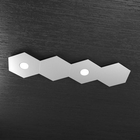 Plafoniera Moderna 4 Moduli Hexagon Metallo Grigio 2 Luci Led 12X2W (1/5)