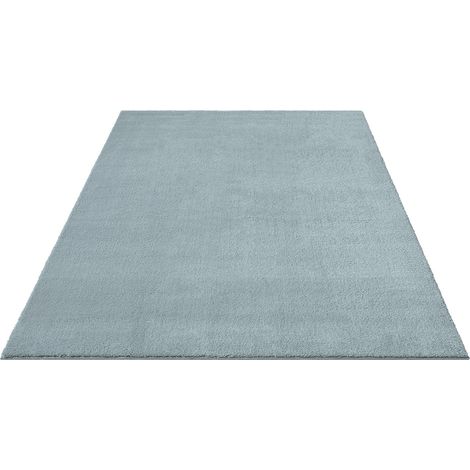 FLOORNOVO Hochflor Teppich Blau einfarbig - 200 x 140 cm - Besonders Weicher Teppich Wohnzimmer & Badezimmerteppich - Pflegeleicht - vielseitig einsetzbar im Innenbereich (1/2)