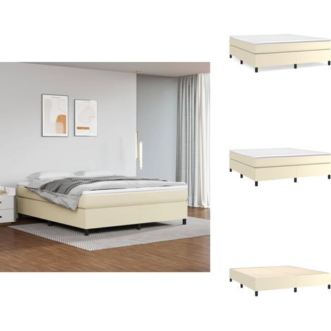 Cadre de lit Crème 160x200 cm Similicuir - Cadre De Lit - Lit Crème - Lit Simili Cuir - Lit Double - Meubles Chambre À Coucher (1/5)