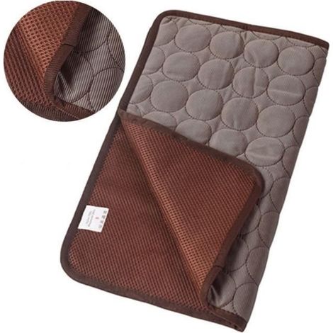 (Kaffee) Größe – XS (30 x 40 cm) – Kaffee – Kühlmatte für Haustiere, Kühlmatte aus Seide (1/4)