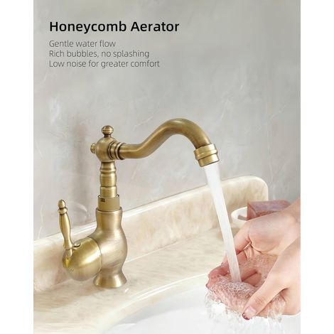 Levier unique bronze brossé – Bec pivotant 360° pour vasque cuivre – Robinet rétro haut de gamme