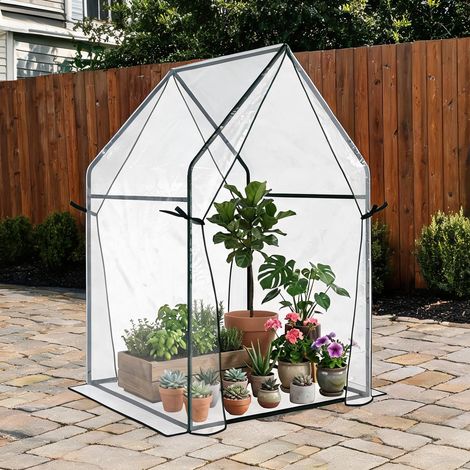 Serre de jardin transparent en acier plastique 90 x 90 x 145 cm (1/5)