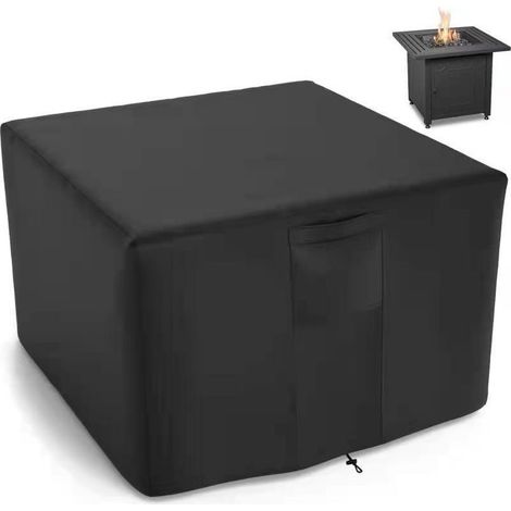 Housse pour brasero Oxford 420D - Imperméable, anti-UV, anti-poussière - avec cordon de serrage - Convient aux meubles de patio (carré) (Noir, 92x92x61cm) (1/5)