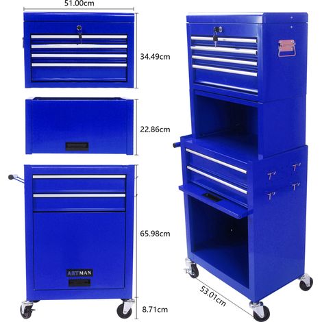 Carro de herramientas con 6 cajones, acero, 53 x 33 x 133,1 cm, azul HAVRYA (1/5)