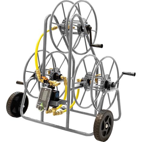 Carrello Avvolgitubo Tripo Manuale Programmabile 3x25 mt in Acciaio Grigio