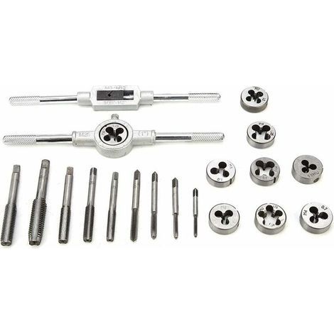 Juego de herramientas de roscado Ulisem de 20 piezas, machos y terrajas, extractores de roscas para tornillos, acero M3-M12, con estuche de almacenamiento. (1/5)
