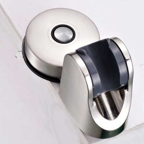 Support Pommeau de Douche - Support Pommeau Douchette réglable pour salle de bain Ventouse Support Douchette 4 Angle réglable Nickel (1/4)