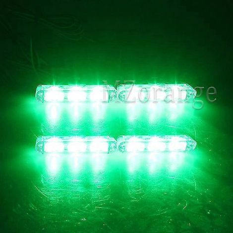 Gyrophare à LED 2x4 pour avertissement, police, automobiles, 12 V, voiture, camion, pompiers, ambulance, urgence, accessoires auto FSO - Vert