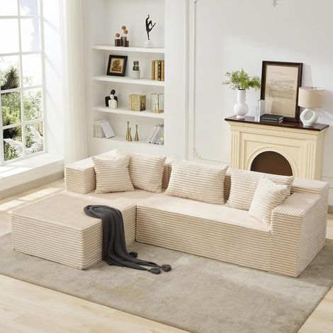 Canapé d'angle nuage beige 106 pouces sans montage (1/5)