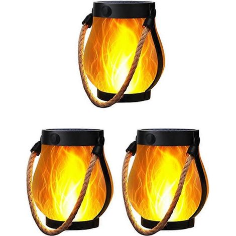 Hängende Solar-Flammenlaterne für den Außenbereich, wasserdicht – 3er-Set Flammenlaternen mit zwei Lademodi für die Garten- oder Hofdekoration (1/5)