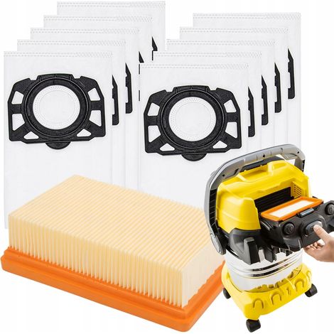 10 bolsas para aspiradora Karcher WD4 WD5 WD6 MV4 MV5 MV6 Premium + filtro (1/5)