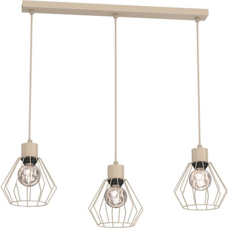 Suspension industrielle 3 abat-jours filaires beige E27 Parkla Luminex (1/4)